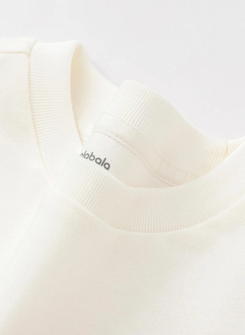 Balabala Off White Toddler Unisex Round v-neck long-sleeved T-shirt  | Best Price UAE